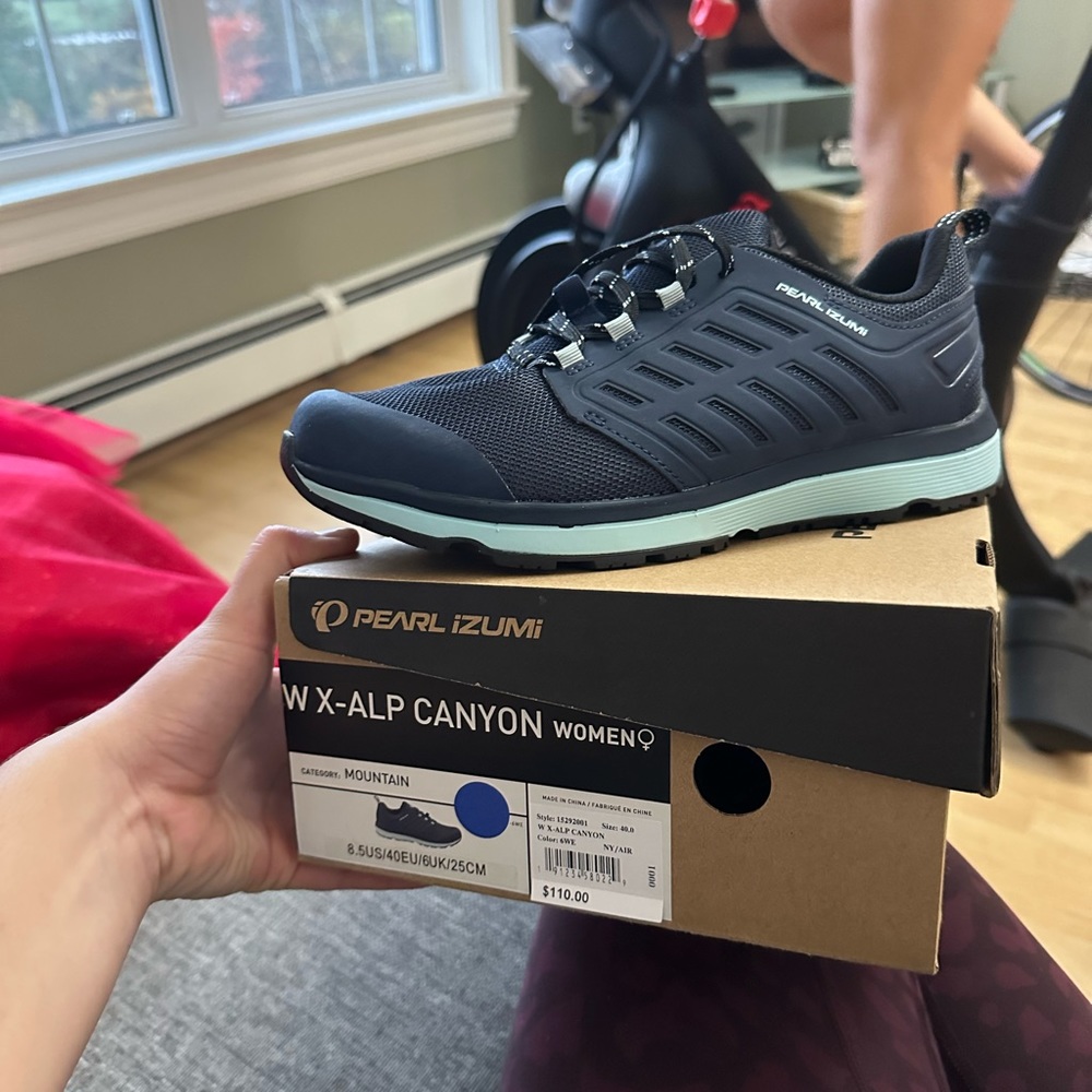 Mountain biking shoes, with option for cleats to be added on bottom